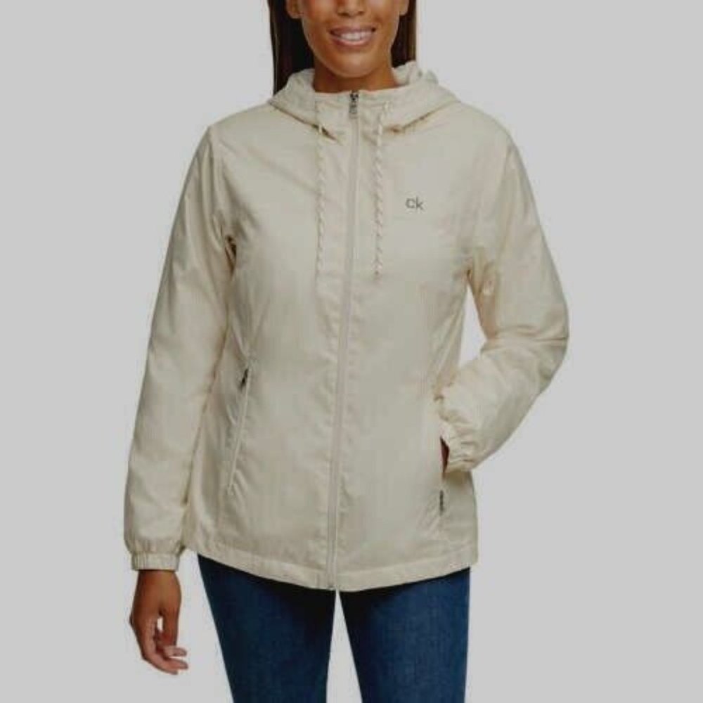 NWT Calvin Klein Women Lightweight Full Zip Hooded Windbreaker Sz 2XL $120 L300